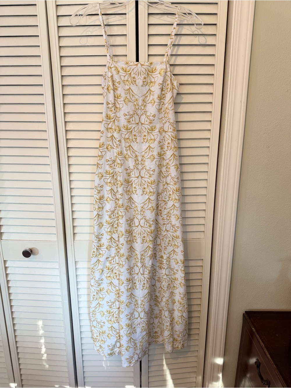 1. STATE Linen Blend Floral Midi Dress XS Smocked Back Cottagecore - Picture 4 of 9